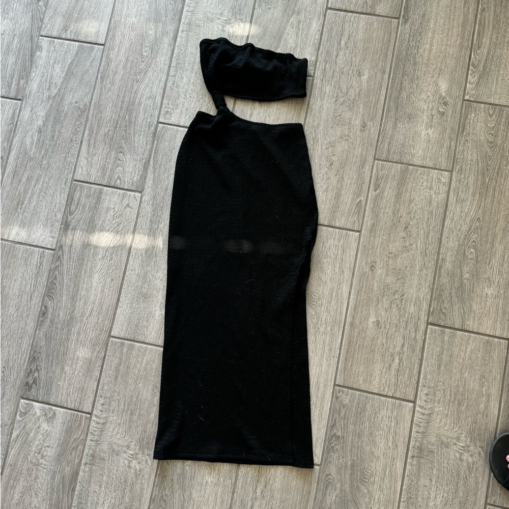 women’s black tube top cutout midi dress